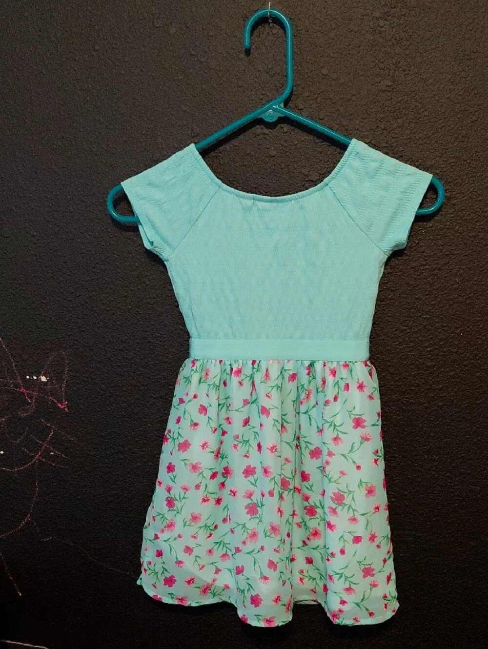 The Children's Place Mint Green Floral Dress with Pink Flowers